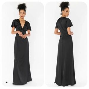 Show Me You MuMu Dress Rome Twist Maxi Gown in Satin Black